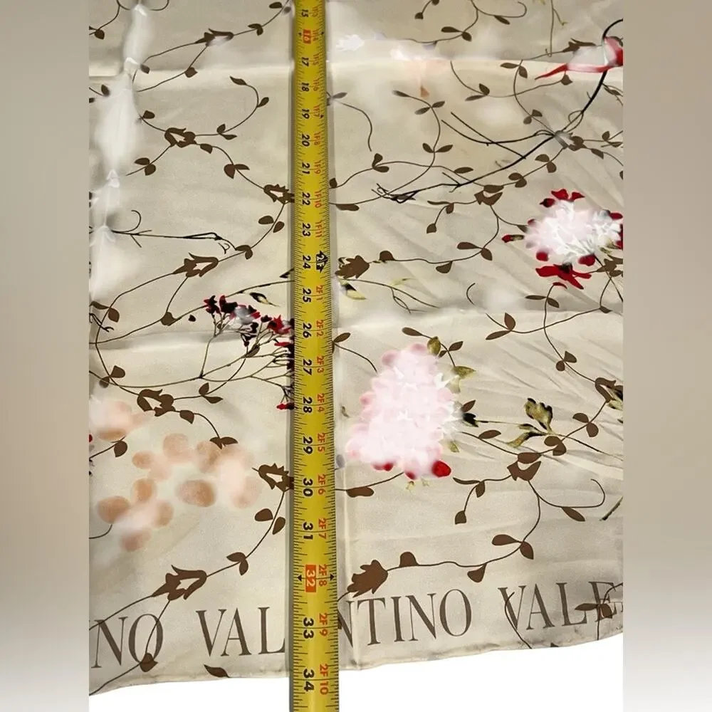 Valentino Silk Scarf - Vibrant Red and Cream Floral